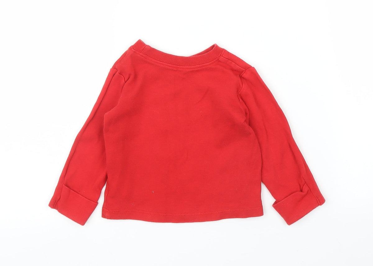 Back view of George boys’ red basic t-shirt, size 6-9, months - marvel