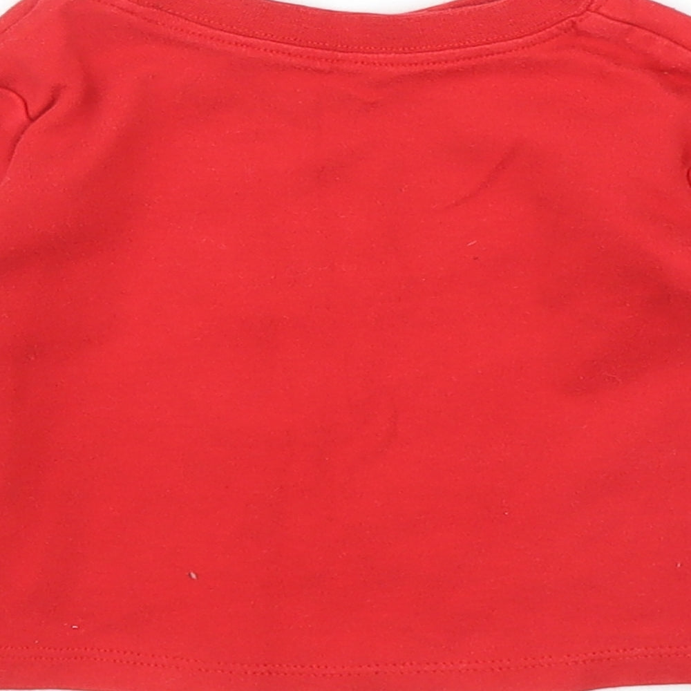 Brand and care label for George boys’ red basic t-shirt, size 6-9, months - marvel