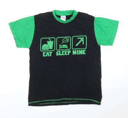 Pyjama Factory Boys Black   Basic T-Shirt Size 11 Years  - Minecraft