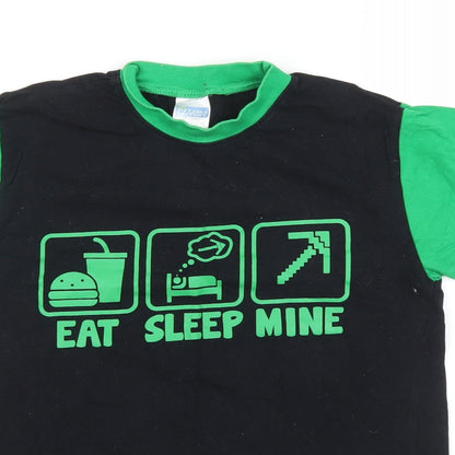 Pyjama Factory Boys Black   Basic T-Shirt Size 11 Years  - Minecraft