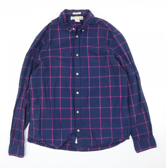 Mens UK Size L H&M Blue  Button-Up Long Sleeve Casual Shirt