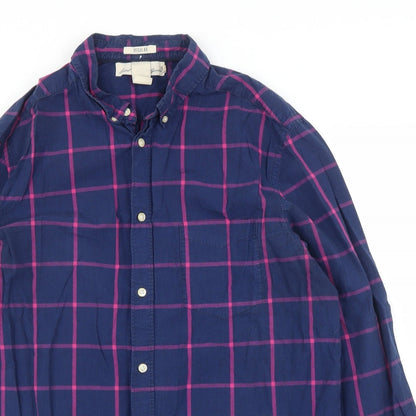 Mens UK Size L H&M Blue  Button-Up Long Sleeve Casual Shirt