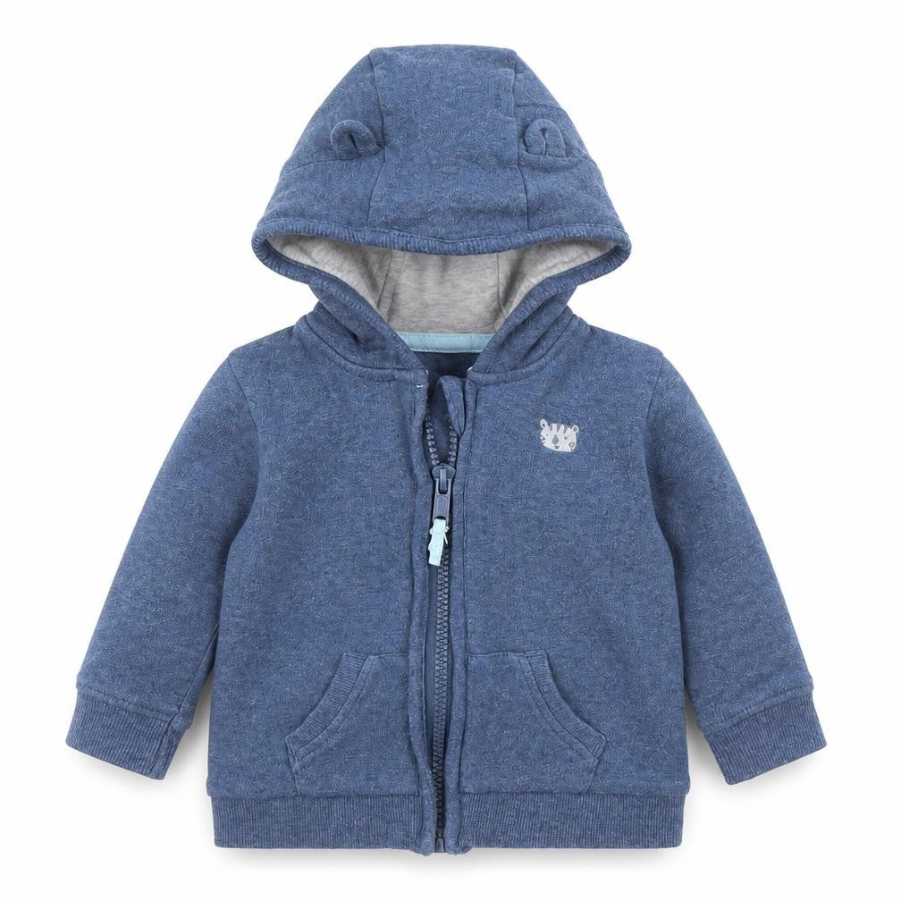 Front view of George Baby Blue Full Zip Jumper, size 3-6, Months