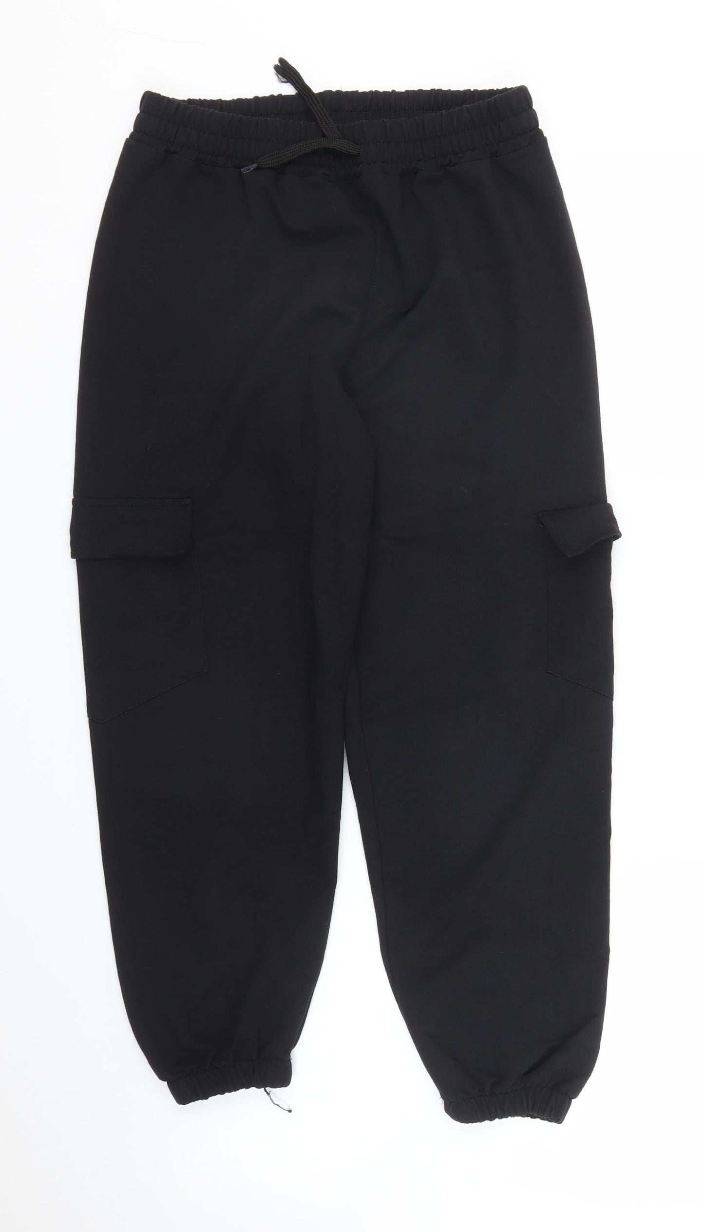 Womens UK Size M Boohoo Regular Fit Sweatpants Black Trousers