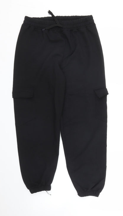 Womens UK Size M Boohoo Regular Fit Sweatpants Black Trousers