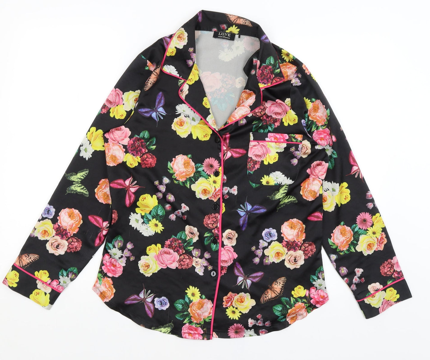 Julien Macdonald Womens Black Floral  Top Pyjama Top Size S