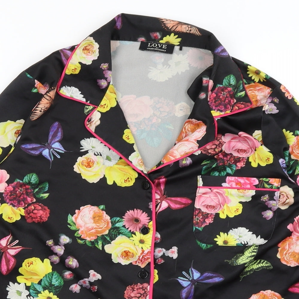 Julien Macdonald Womens Black Floral  Top Pyjama Top Size S