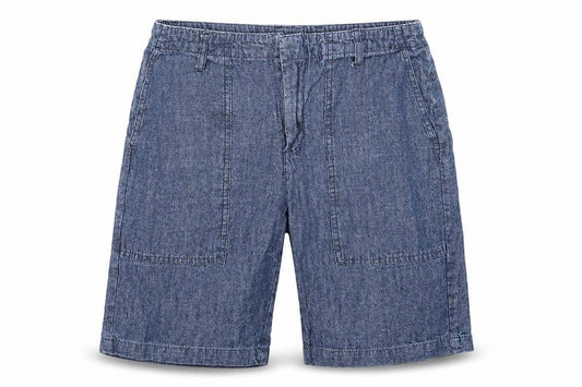Front view of River Island men’s blue bermuda shorts, size 28, in