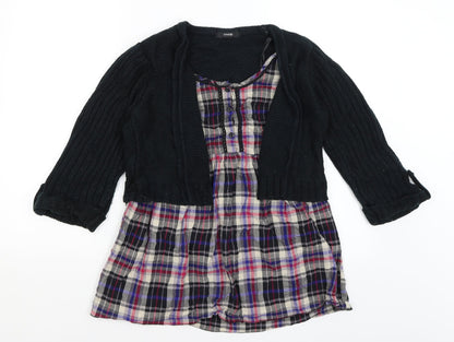 George Womens Black Plaid  Pullover Jumper Size M