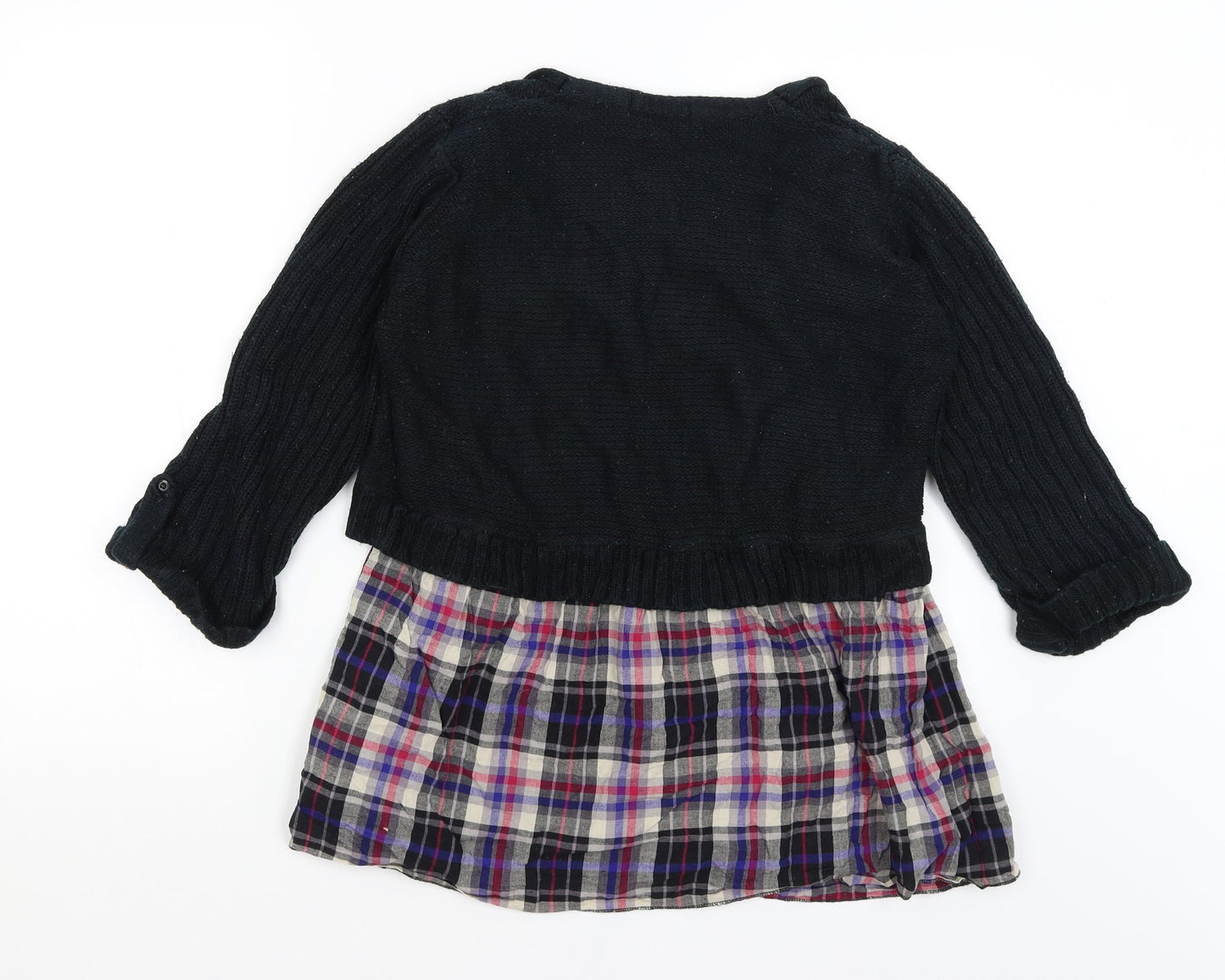 George Womens Black Plaid  Pullover Jumper Size M