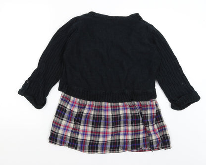 George Womens Black Plaid  Pullover Jumper Size M