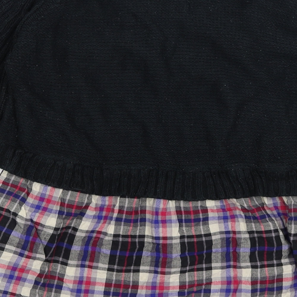George Womens Black Plaid  Pullover Jumper Size M