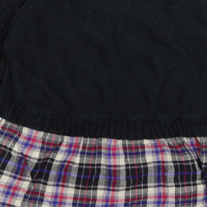 George Womens Black Plaid  Pullover Jumper Size M