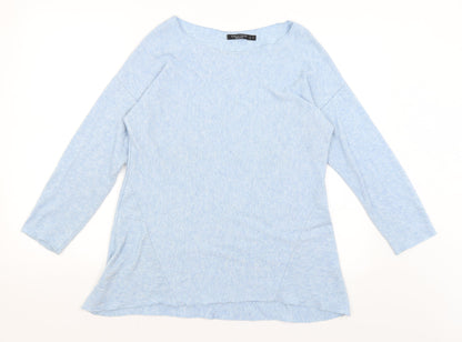 Additional front view of Senza Tempo women’s blue basic t-shirt, size L