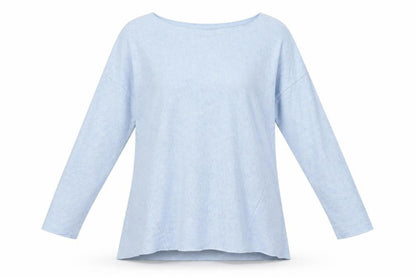 Front view of Senza Tempo women’s blue basic t-shirt, size L