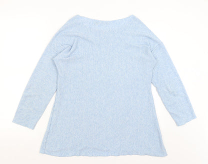 Back view of Senza Tempo women’s blue basic t-shirt, size L
