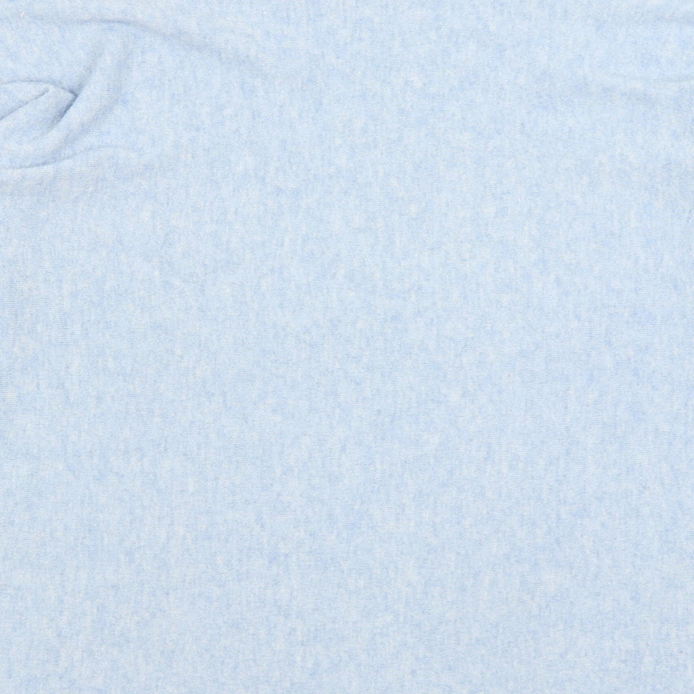 Brand and care label for Senza Tempo women’s blue basic t-shirt, size L