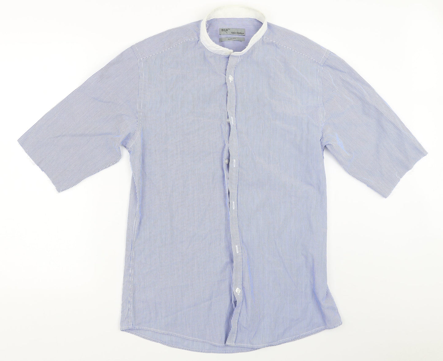 Primark Mens Blue Striped   Button-Up Size 15.5