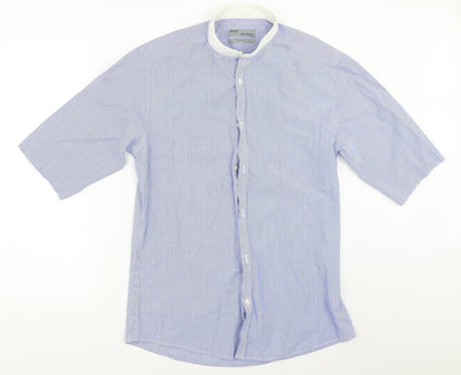Primark Mens Blue Striped   Button-Up Size 15.5