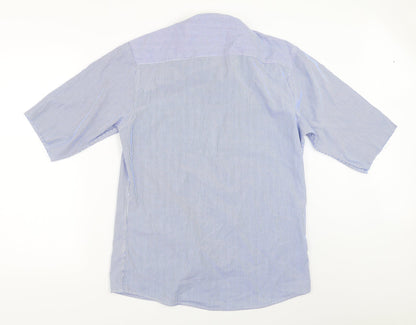 Primark Mens Blue Striped   Button-Up Size 15.5