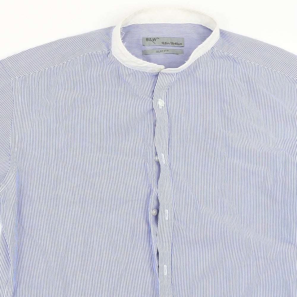 Primark Mens Blue Striped   Button-Up Size 15.5