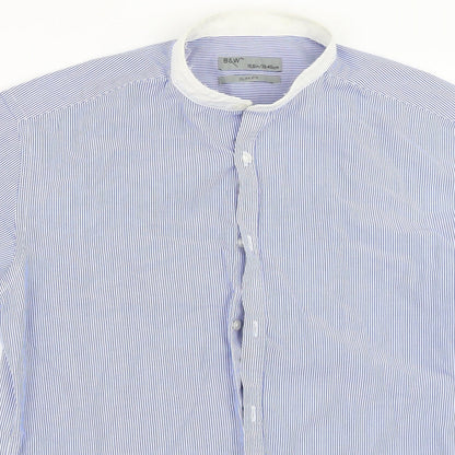 Primark Mens Blue Striped   Button-Up Size 15.5