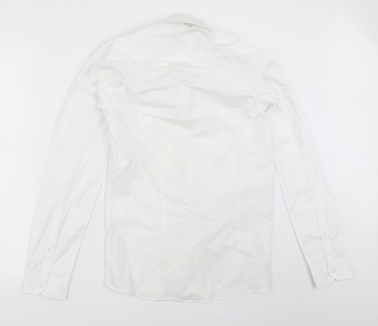 Mens UK Size 14.5 Cedar Wood State White  Button-Up Long Sleeve Casual Shirt
