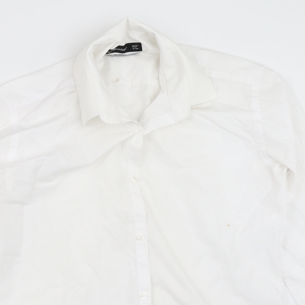 Mens UK Size 14.5 Cedar Wood State White  Button-Up Long Sleeve Casual Shirt