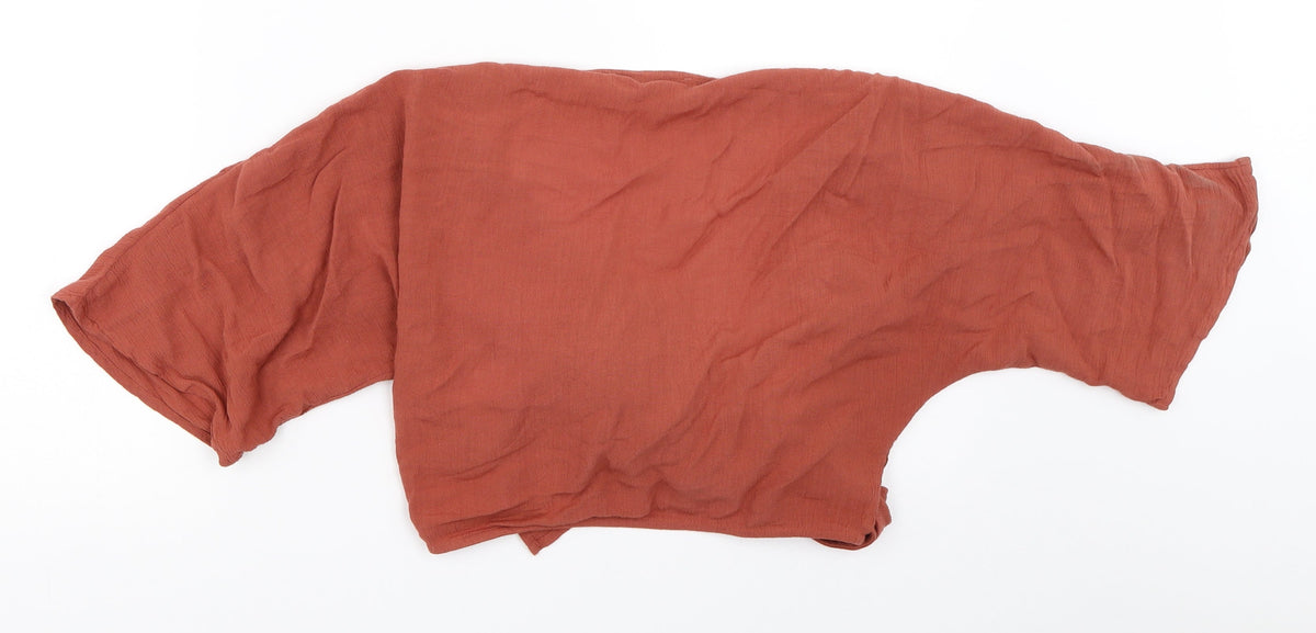 Back view of Iisla & Bird women’s orange cropped blouse, size UK 6