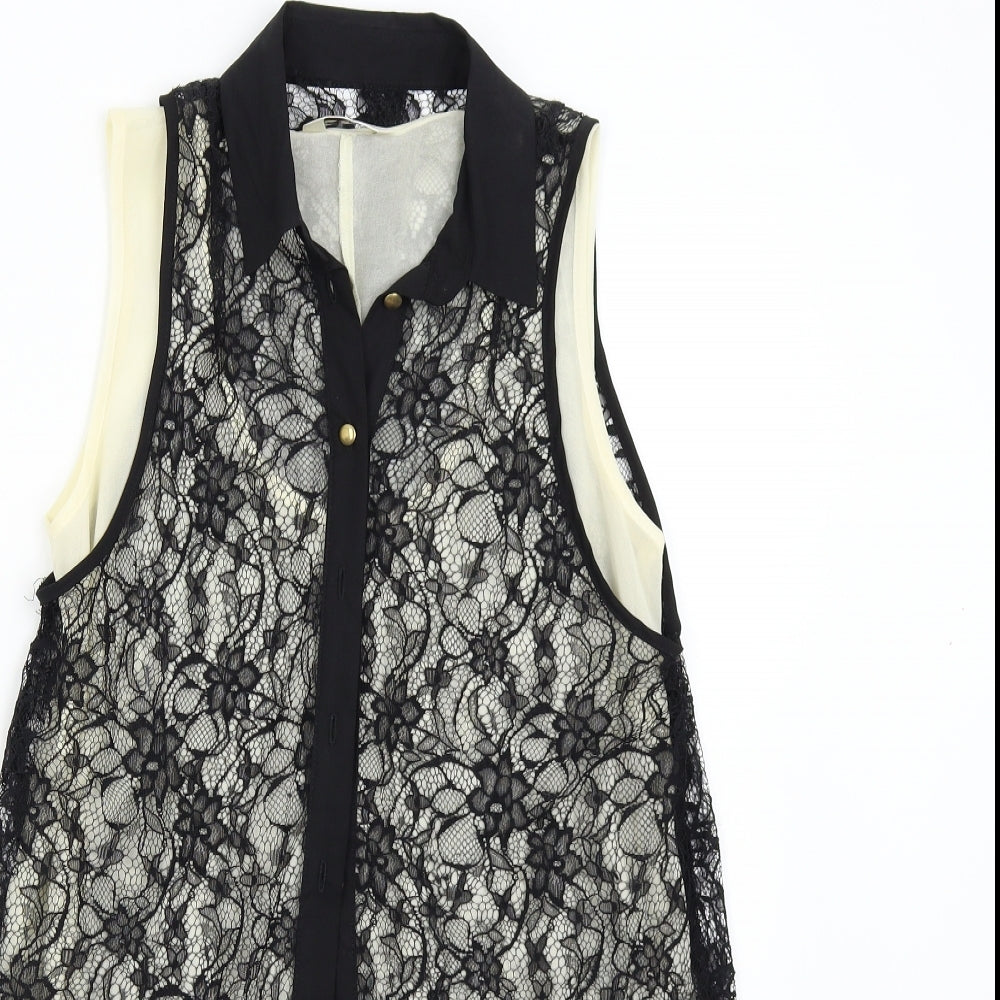 Womens UK Size 10 Miss Selfridge Blue Basic Button-Up