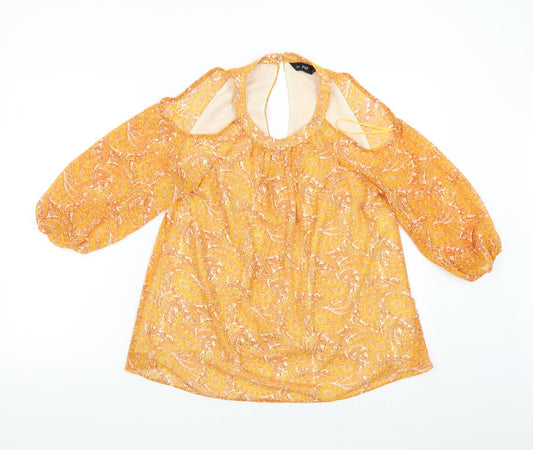 F&F Womens Orange Paisley  Basic Blouse Size 10