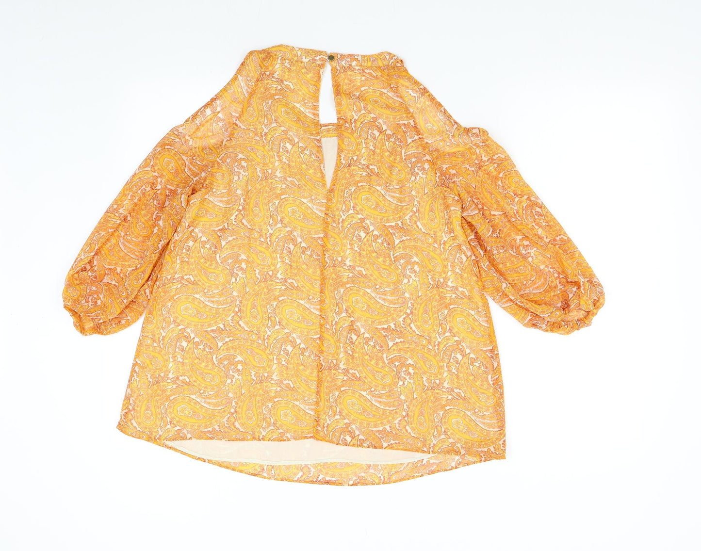 F&F Womens Orange Paisley  Basic Blouse Size 10