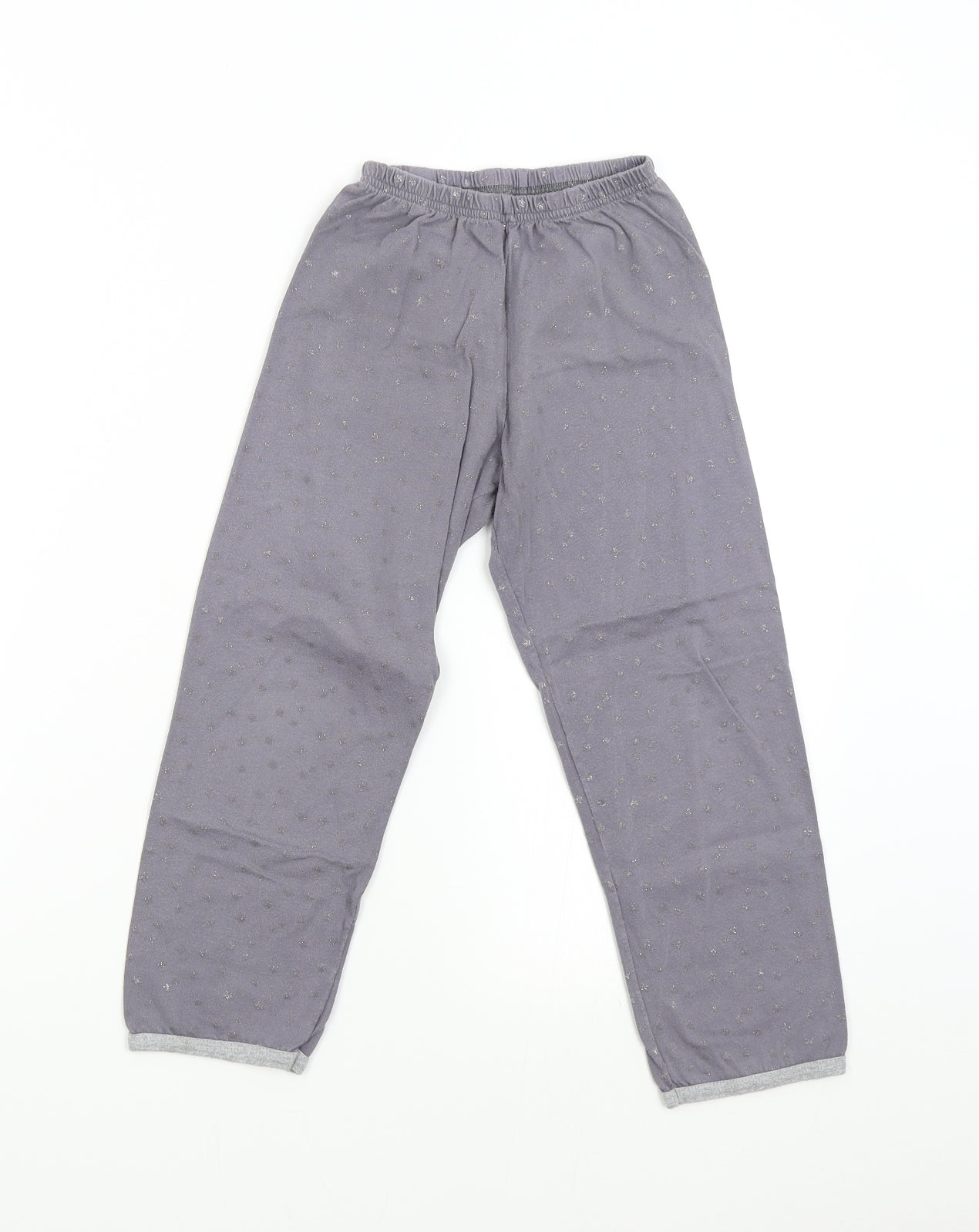 Preworn Girls Grey Solid Flannel  Pyjama Pants Size 6 Years  - Stars