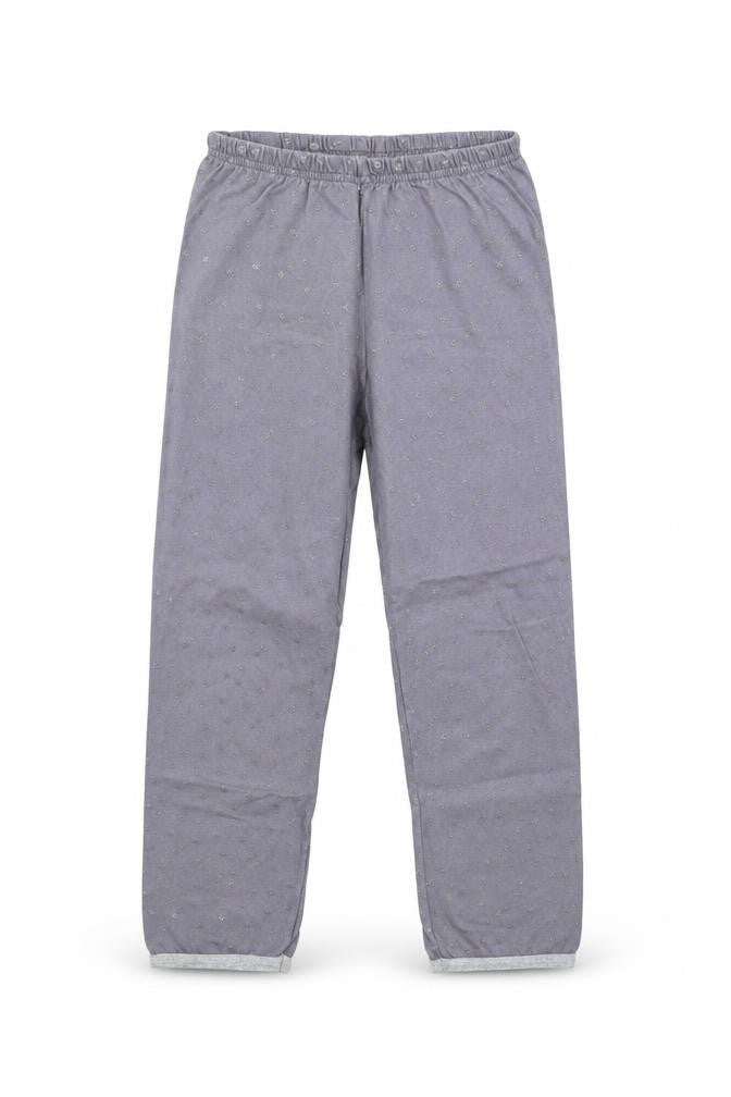 Front view of Preworn girls’ grey solid flannel pyjama pants, size 6, years - stars