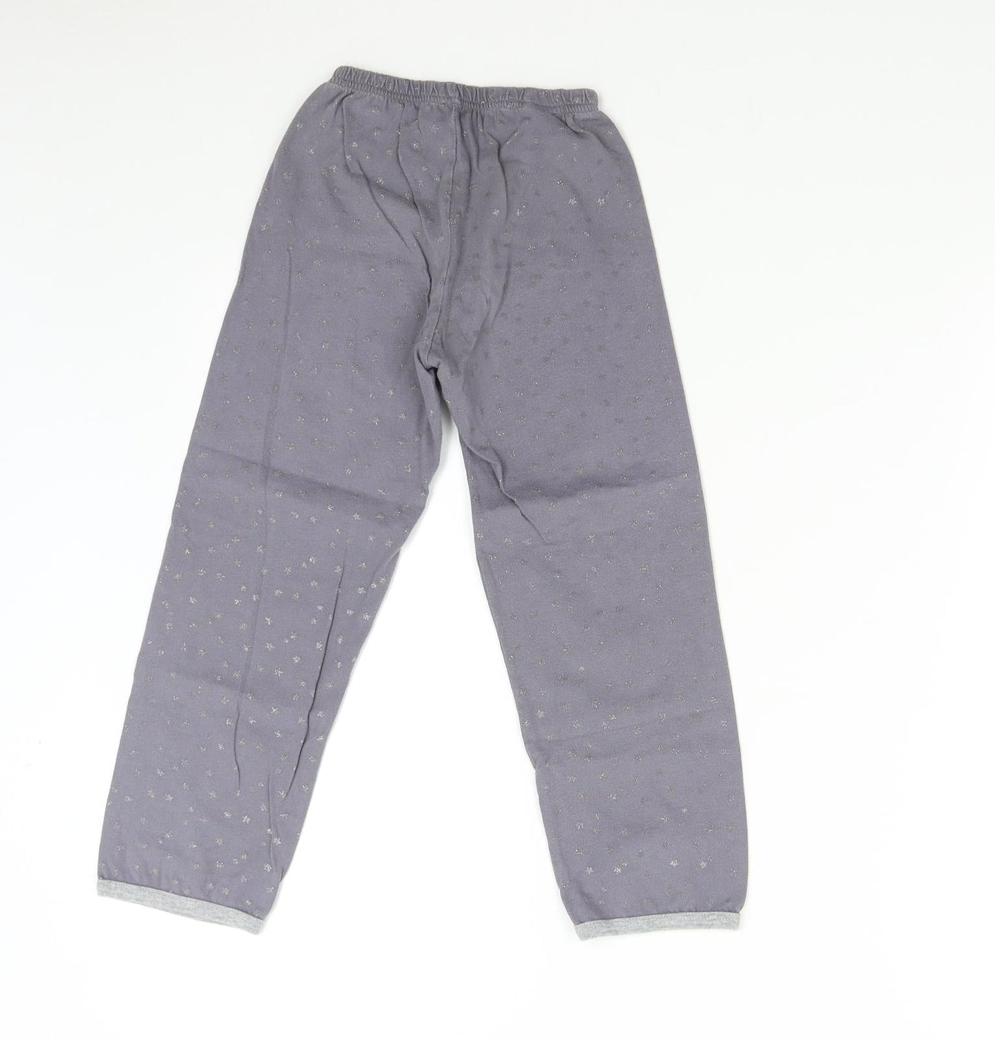 Preworn Girls Grey Solid Flannel  Pyjama Pants Size 6 Years  - Stars