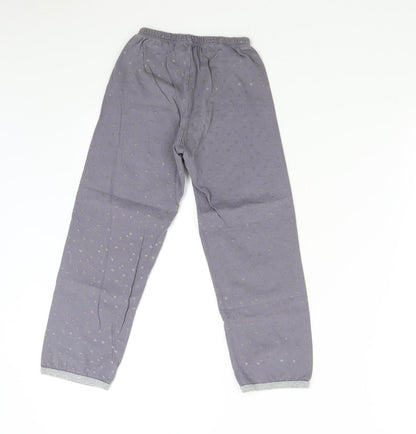 Preworn Girls Grey Solid Flannel  Pyjama Pants Size 6 Years  - Stars