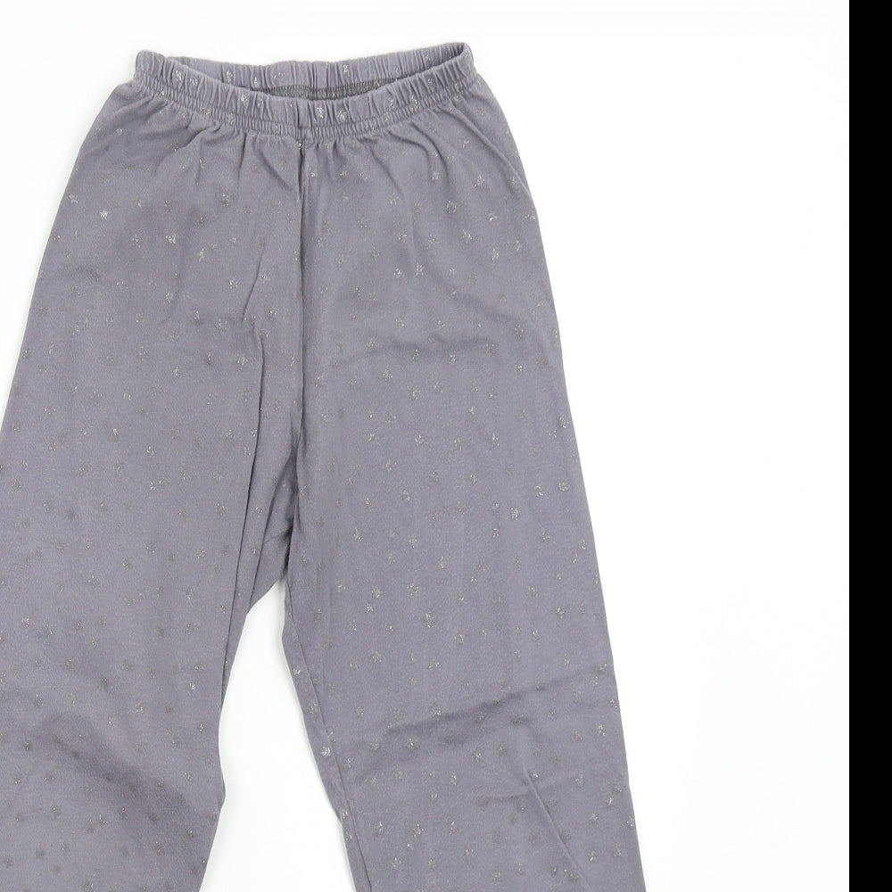 Preworn Girls Grey Solid Flannel  Pyjama Pants Size 6 Years  - Stars