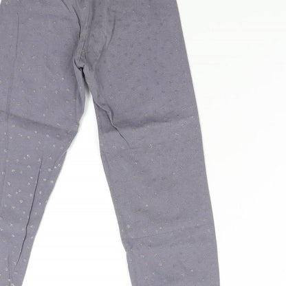 Preworn Girls Grey Solid Flannel  Pyjama Pants Size 6 Years  - Stars