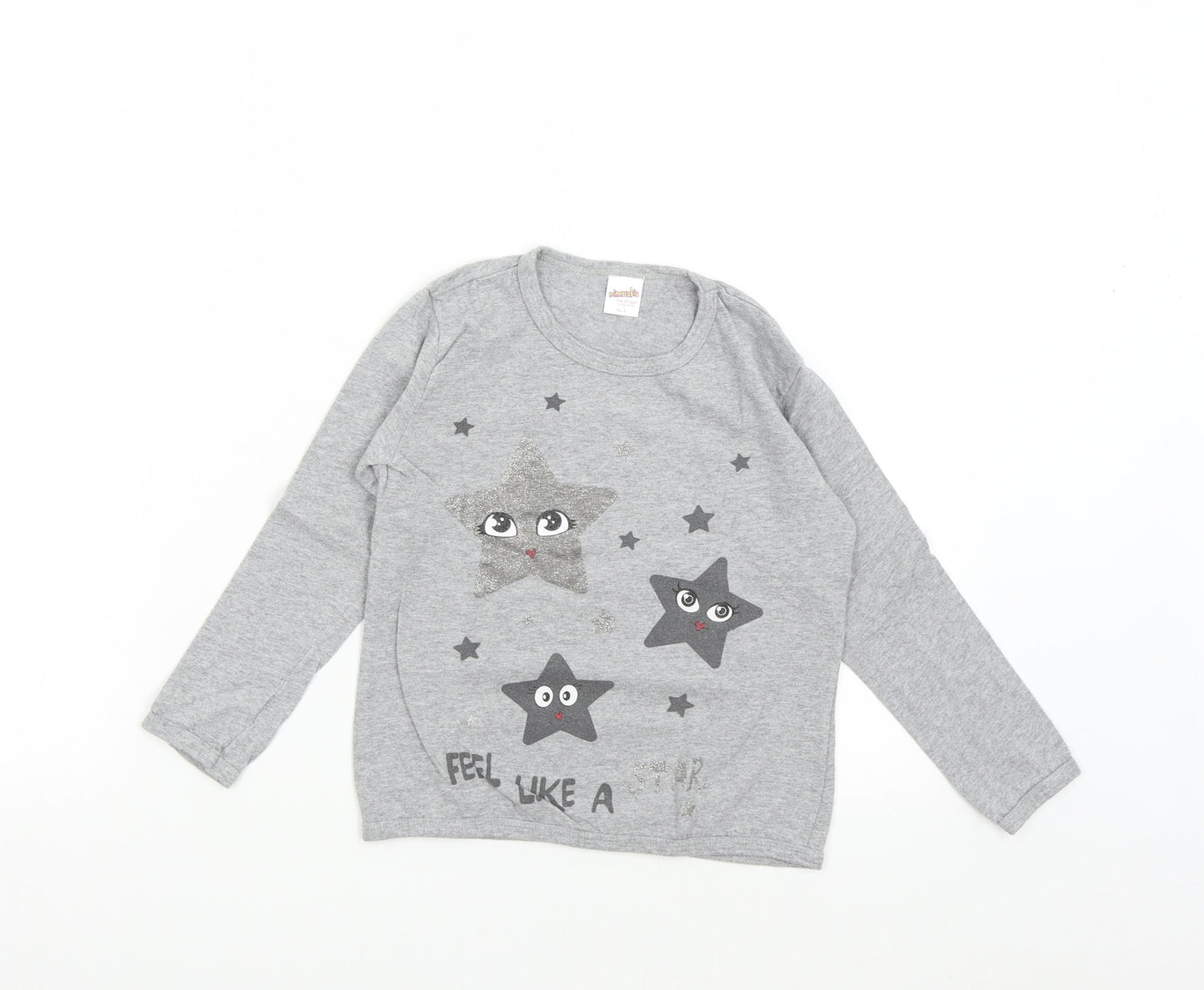 Minervakia Girls Grey Solid Flannel  Pyjama Top Size 6 Years  - Stars
