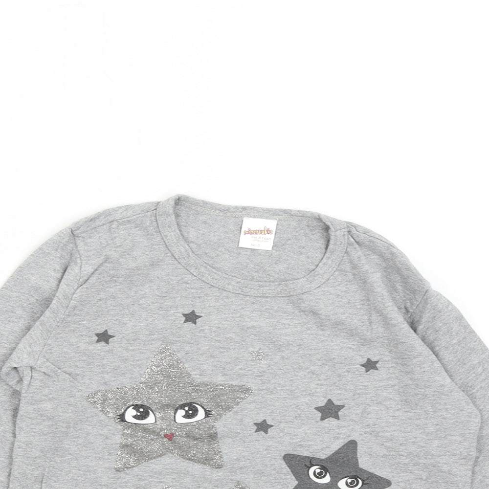 Minervakia Girls Grey Solid Flannel  Pyjama Top Size 6 Years  - Stars