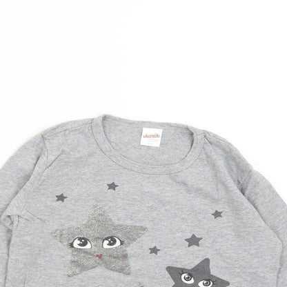 Minervakia Girls Grey Solid Flannel  Pyjama Top Size 6 Years  - Stars