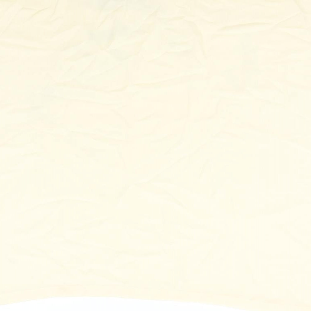 Brand and care label for Anany women’s beige basic blouse, size M