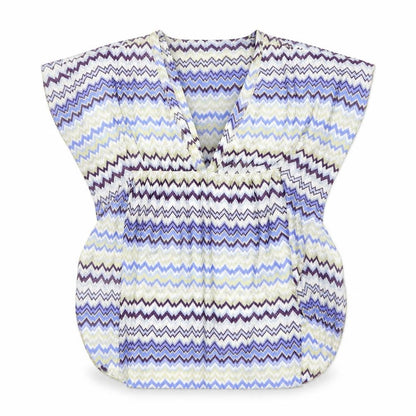Front view of Elif women’s blue geometric basic blouse, size S