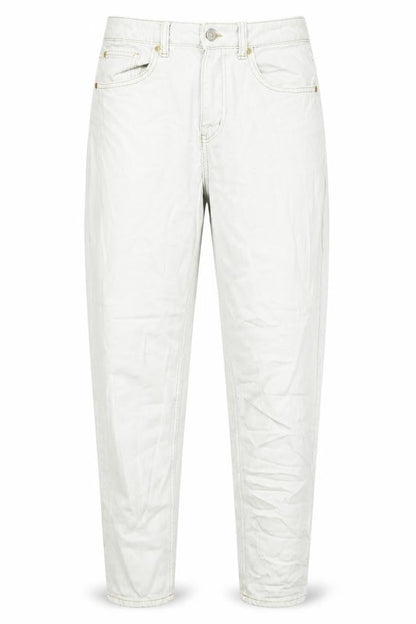 Front view of Primark women’s grey denim tapered jeans, size UK 14, 27-inch leg