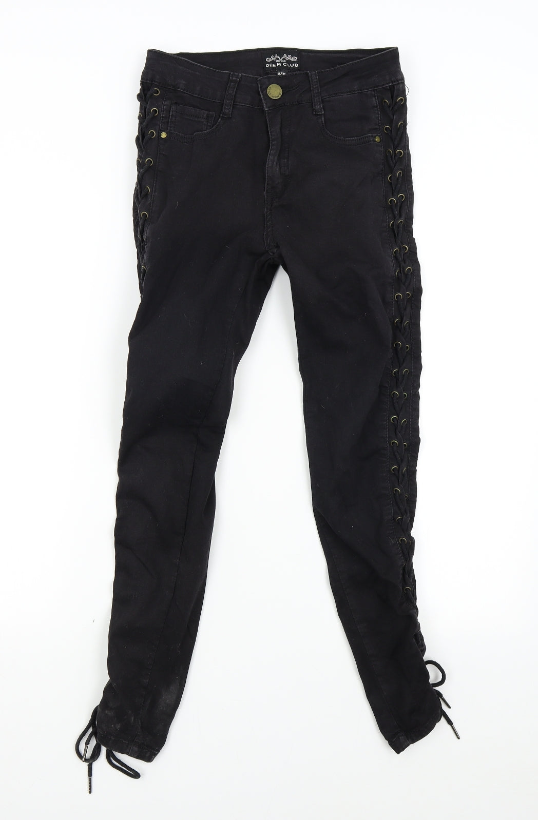 Womens UK Size 8 Denim Club Slim Fit Skinny Black Jeans