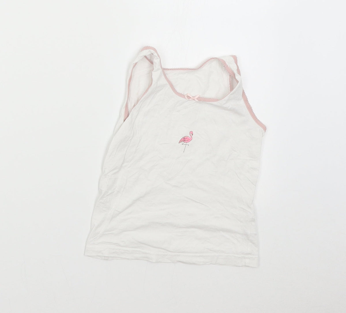 Additional front view of George girls’ white basic tank, size 4-5, years - flamingo