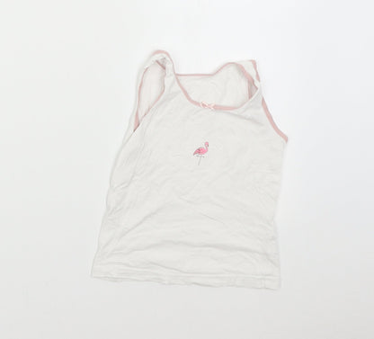 Additional front view of George girls’ white basic tank, size 4-5, years - flamingo