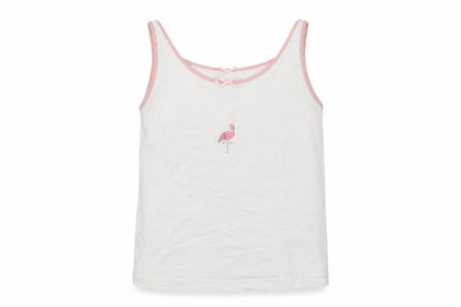 Front view of George girls’ white basic tank, size 4-5, years - flamingo