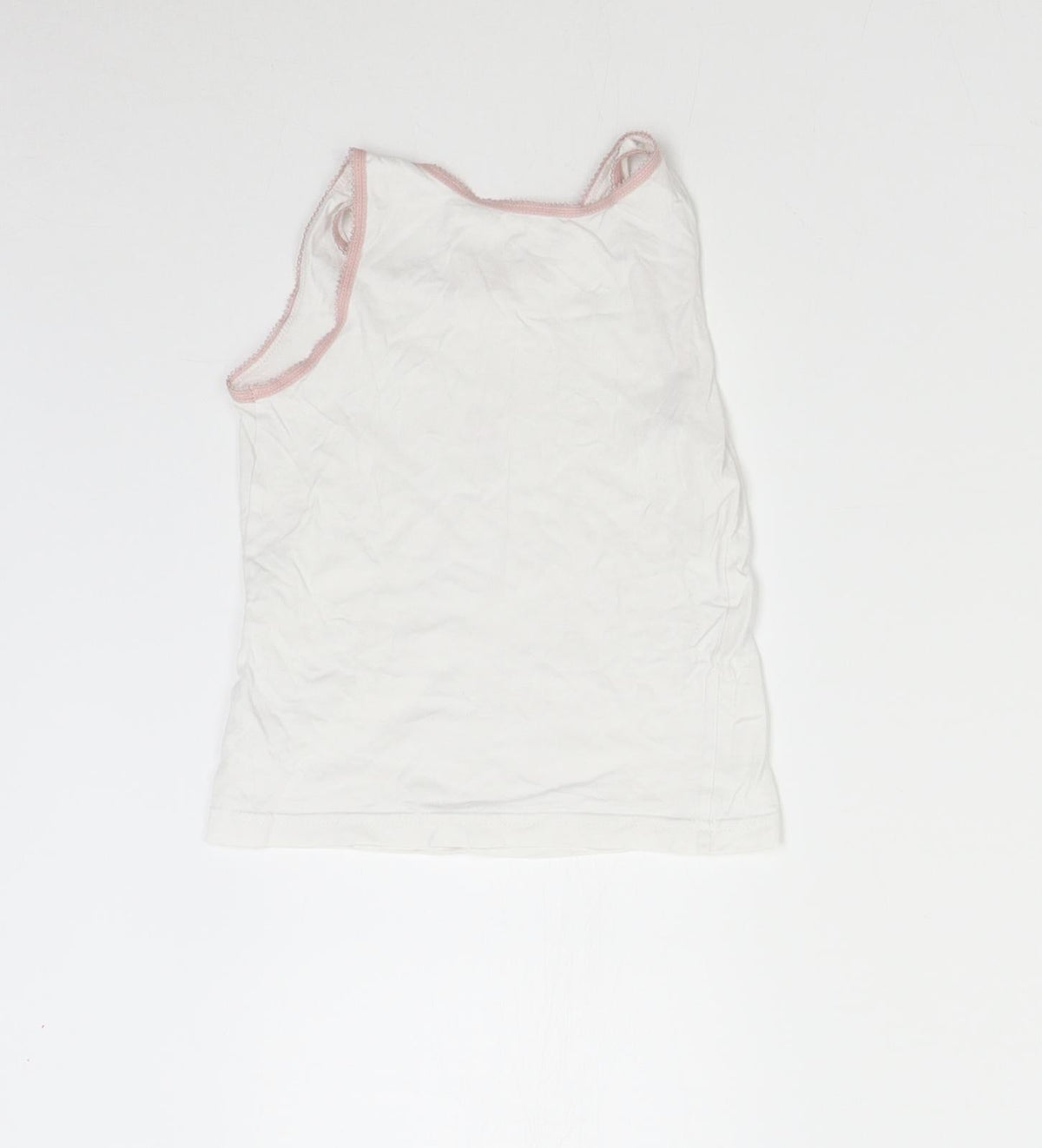 Back view of George girls’ white basic tank, size 4-5, years - flamingo