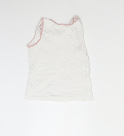 Back view of George girls’ white basic tank, size 4-5, years - flamingo